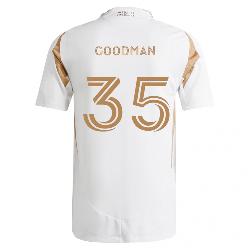 נשים כדורגל Luke Goodman #35 לבן חום הרחק ג'רזי 2026/27