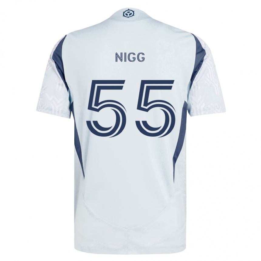 נשים כדורגל Damian Nigg #55 כחול אפור לבן הרחק ג'רזי 2026/27
