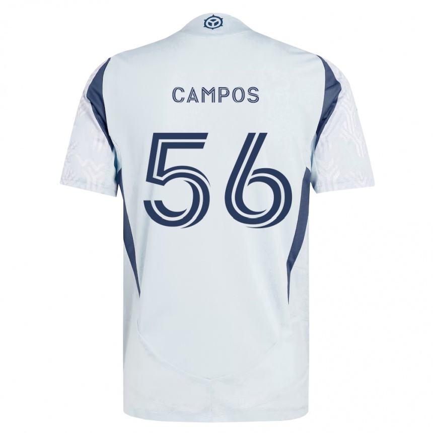 נשים כדורגל Edgar Campos #56 כחול אפור לבן הרחק ג'רזי 2026/27