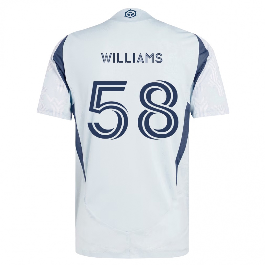 נשים כדורגל Brody Williams #58 כחול אפור לבן הרחק ג'רזי 2026/27