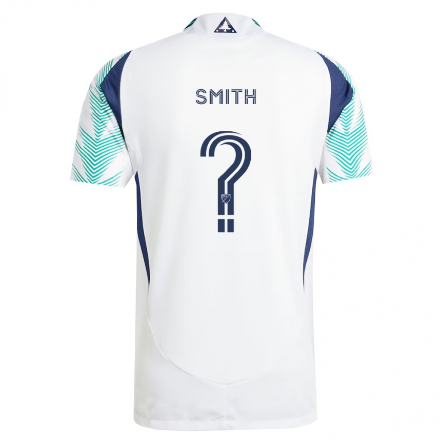 נשים כדורגל Braedon Smith #0 לבן כחול צי ירוק בהיר הרחק ג'רזי 2026/27 נשים כדורגל Braedon Smith #0 לבן כחול צי ירוק בהיר הרחק ג'רזי 2026/27