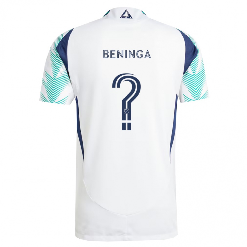 נשים כדורגל Owen Beninga #0 לבן כחול צי ירוק בהיר הרחק ג'רזי 2026/27