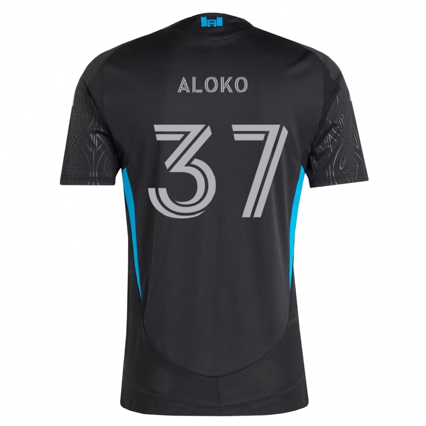 נשים כדורגל Rodolfo Aloko #37 שחור לבן כחול שמיים הרחק ג'רזי 2026/27
