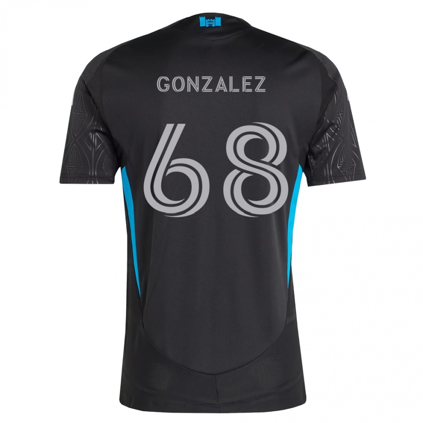 נשים כדורגל Carlos Gonzalez #68 שחור לבן כחול שמיים הרחק ג'רזי 2026/27