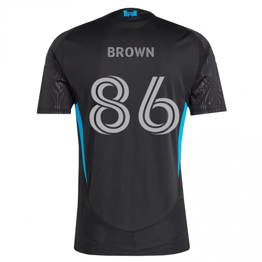 נשים כדורגל Daniel Brown #86 שחור לבן כחול שמיים הרחק ג'רזי 2026/27