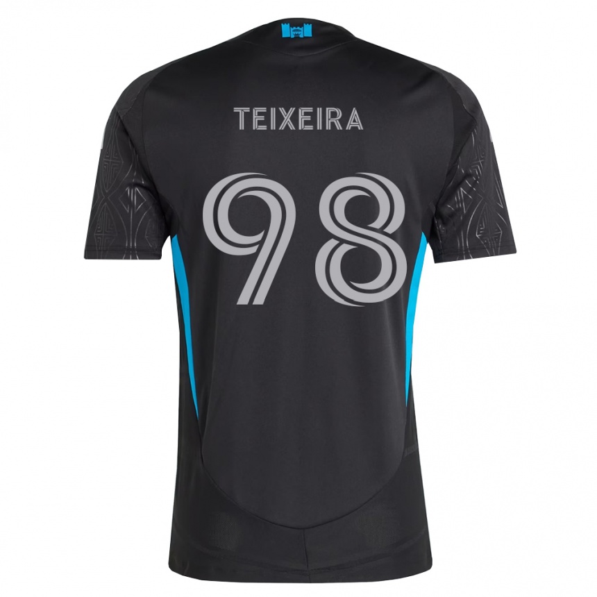 נשים כדורגל Nickolas Teixeira #98 שחור לבן כחול שמיים הרחק ג'רזי 2026/27