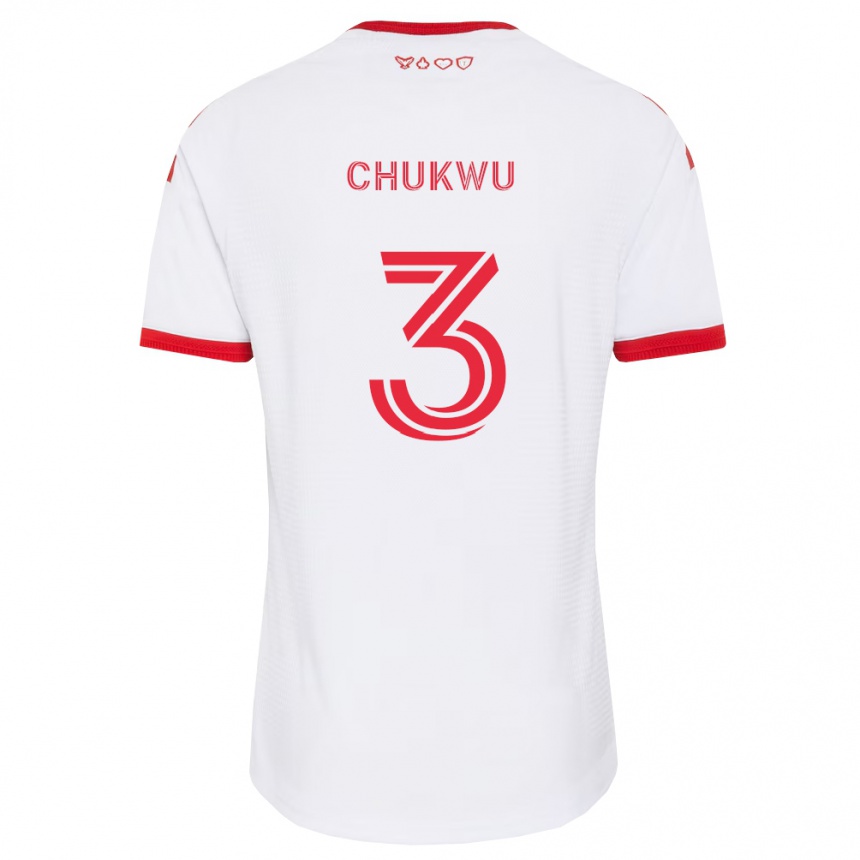 נשים כדורגל John Chukwu #3 לבן אדום שחור הרחק ג'רזי 2026/27
