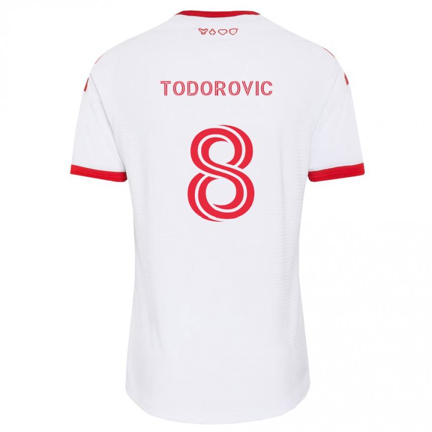 נשים כדורגל Luka Todorovic #8 לבן אדום שחור הרחק ג'רזי 2026/27
