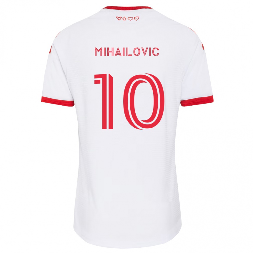 נשים כדורגל Djordje Mihailovic #10 לבן אדום שחור הרחק ג'רזי 2026/27