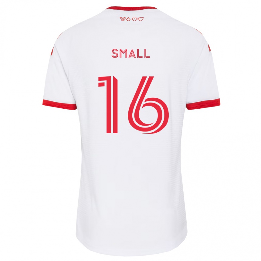 נשים כדורגל Khaleel Small #16 לבן אדום שחור הרחק ג'רזי 2026/27