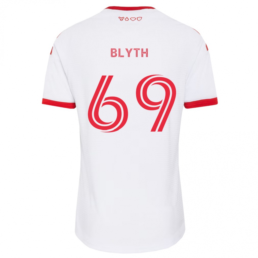 נשים כדורגל Tristan Blyth #69 לבן אדום שחור הרחק ג'רזי 2026/27
