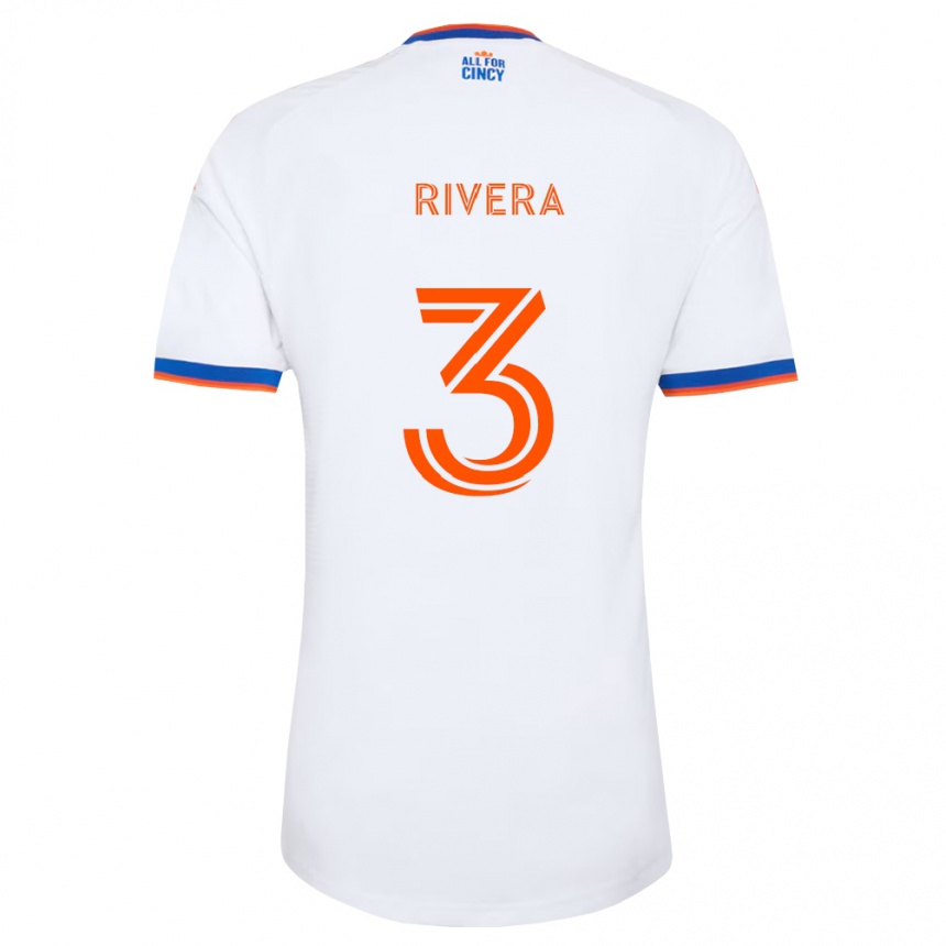 נשים כדורגל Nicholas Rivera #3 לבן כחול צי כתום הרחק ג'רזי 2026/27