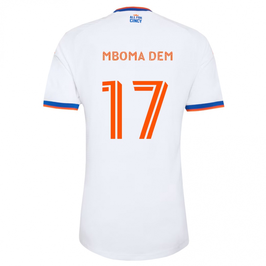 נשים כדורגל Kenji Mboma Dem #17 לבן כחול צי כתום הרחק ג'רזי 2026/27