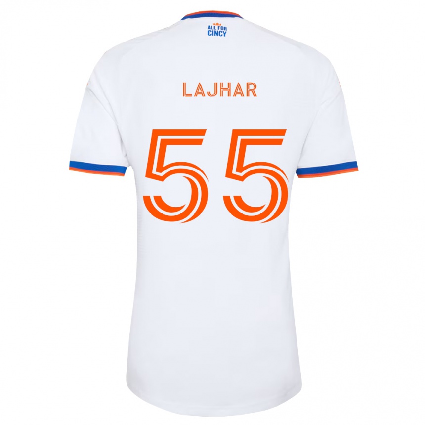 נשים כדורגל Ayoub Lajhar #55 לבן כחול צי כתום הרחק ג'רזי 2026/27
