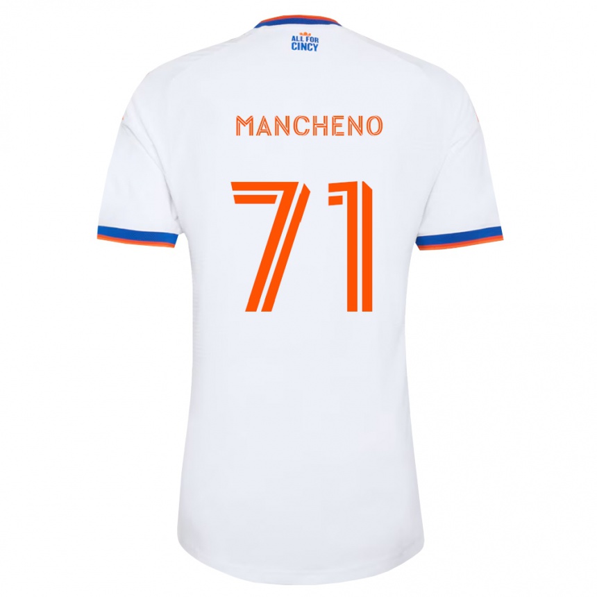 נשים כדורגל Cristian Mancheno #71 לבן כחול צי כתום הרחק ג'רזי 2026/27