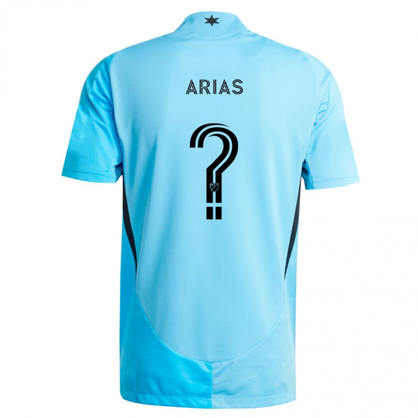 נשים כדורגל Justin Arias #0 כחול בהיר שחור הרחק ג'רזי 2026/27
