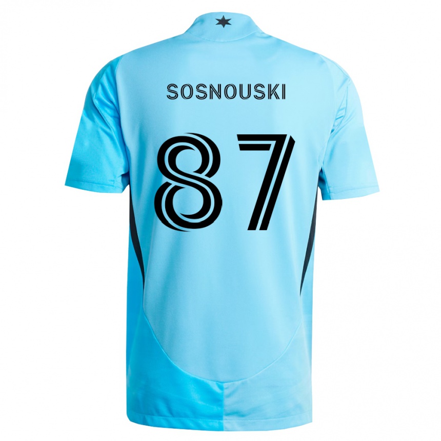 נשים כדורגל Justin Sosnouski #87 כחול בהיר שחור הרחק ג'רזי 2026/27