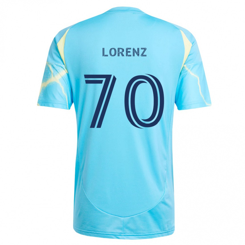 נשים כדורגל Charli Lorenz #70 כחול בהיר שחור צהוב בהיר הרחק ג'רזי 2026/27