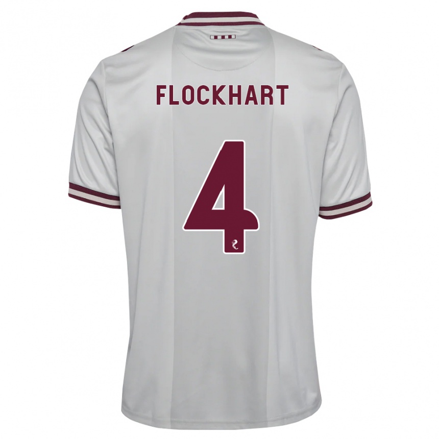נשים כדורגל Robbie Flockhart #4 לבן בורגונדי הרחק ג'רזי 2026/27