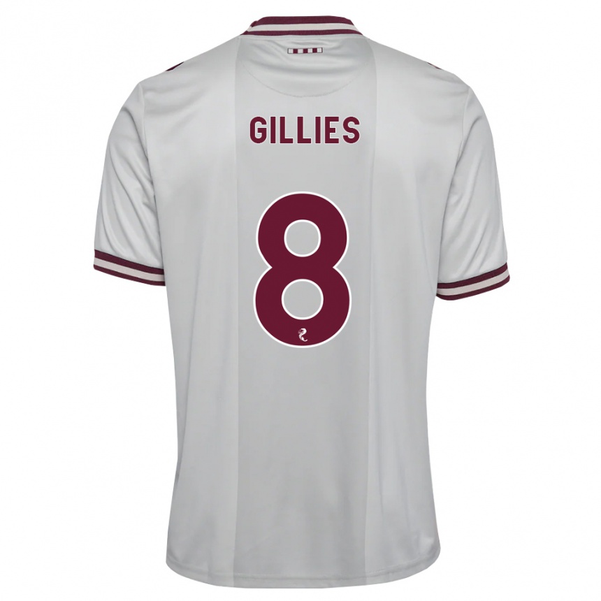 נשים כדורגל Matthew Gillies #8 לבן בורגונדי הרחק ג'רזי 2026/27