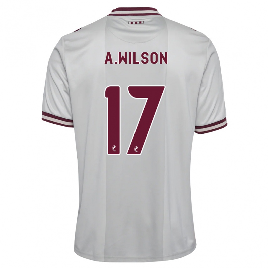 נשים כדורגל Alfie Wilson #17 לבן בורגונדי הרחק ג'רזי 2026/27