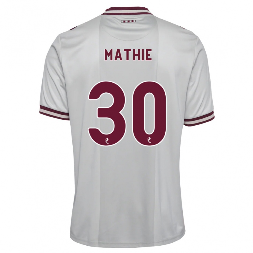 נשים כדורגל Jayden Mathie #30 לבן בורגונדי הרחק ג'רזי 2026/27