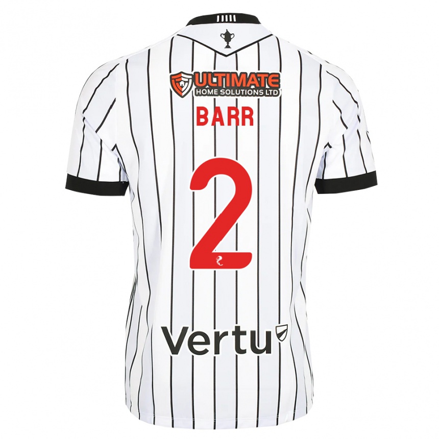 ילדים כדורגל Jack Barr #2 לבן שחור אדום ג'רזי ביתית 2026/27