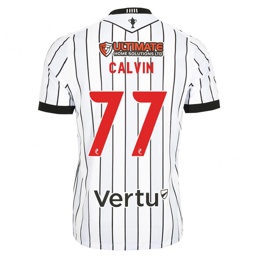 ילדים כדורגל Jalmaro Calvin #77 לבן שחור אדום ג'רזי ביתית 2026/27