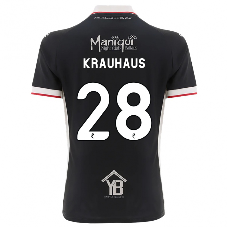 ילדים כדורגל Ben Krauhaus #28 שחור לבן אדום ג'רזי ביתית 2026/27