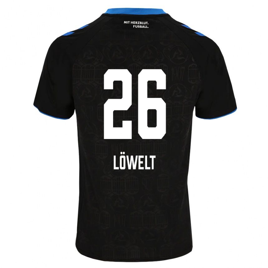 ילדים כדורגל Luca Löwelt #26 שחור לבן אדום ג'רזי ביתית 2026/27