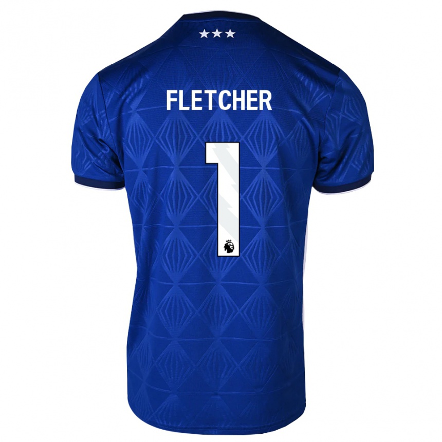 ילדים כדורגל William Fletcher #1 כחול בינוני לבן אדום ג'רזי ביתית 2026/27