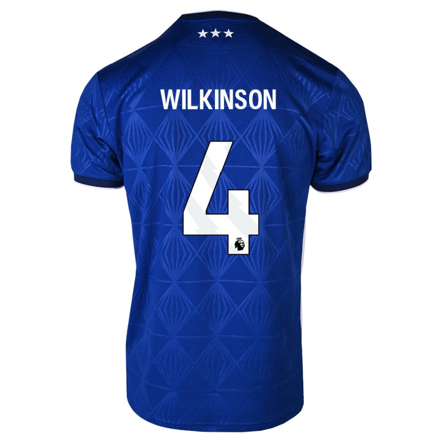 ילדים כדורגל Oliver Wilkinson #4 כחול בינוני לבן אדום ג'רזי ביתית 2026/27