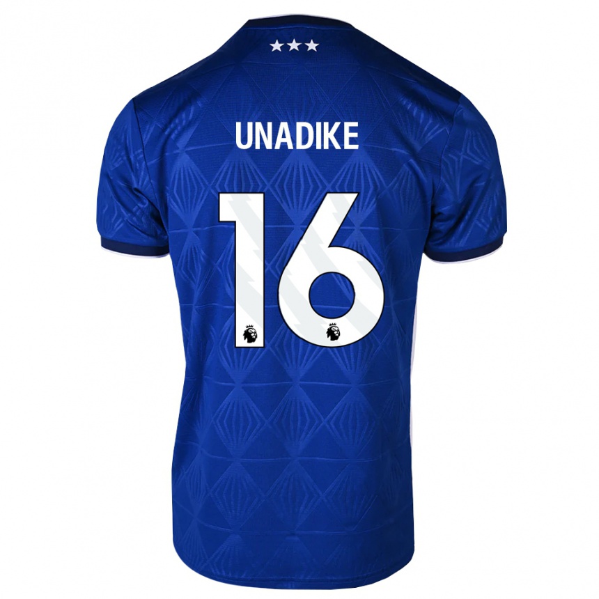 ילדים כדורגל Will Unadike #16 כחול בינוני לבן אדום ג'רזי ביתית 2026/27