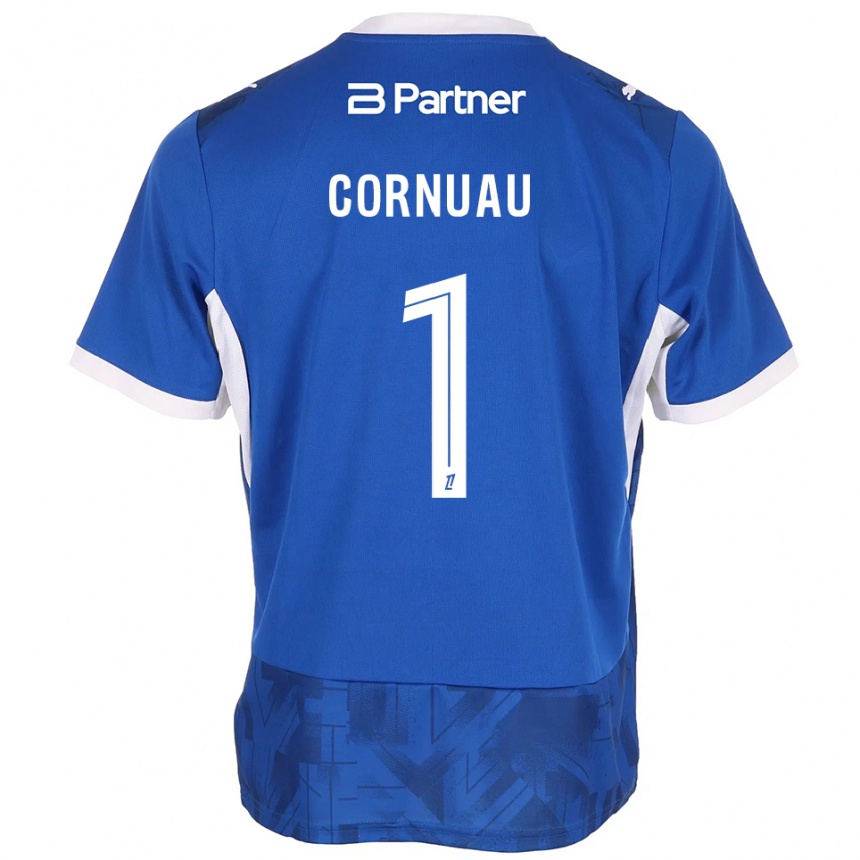 ילדים כדורגל Nino Cornuau #1 כחול בינוני לבן ג'רזי ביתית 2026/27