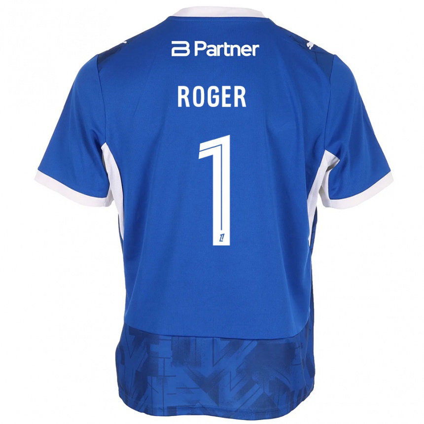 ילדים כדורגל Ethan Roger #1 כחול בינוני לבן ג'רזי ביתית 2026/27