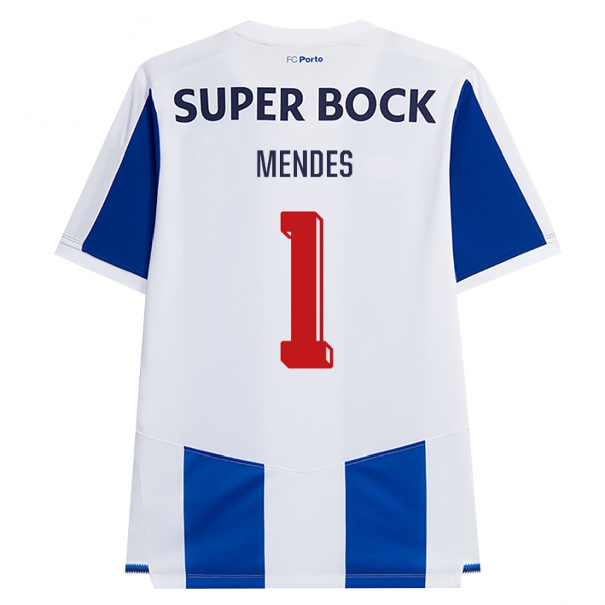 ילדים כדורגל Francisco Mendes #1 כחול לבן אדום ג'רזי ביתית 2026/27