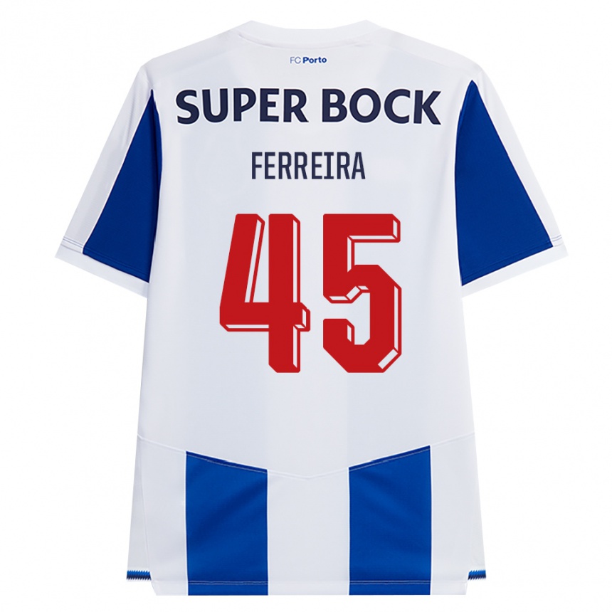 ילדים כדורגל Tiago Ferreira #45 כחול לבן אדום ג'רזי ביתית 2026/27