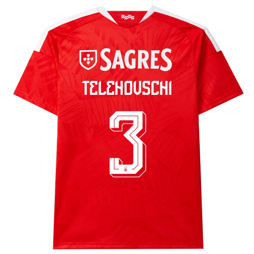ילדים כדורגל Dinis Telehovschi #3 אדום לבן צהוב ג'רזי ביתית 2026/27