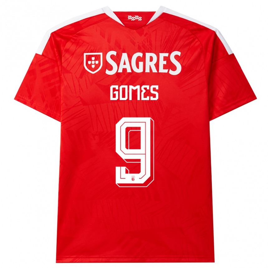 ילדים כדורגל Martim Gomes #9 אדום לבן צהוב ג'רזי ביתית 2026/27