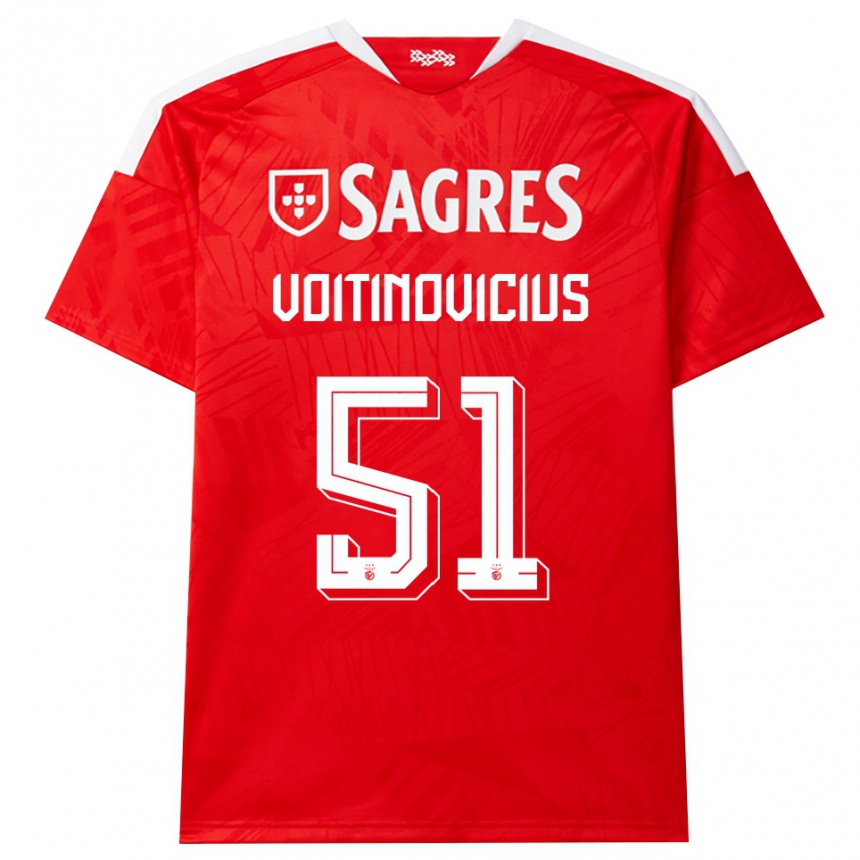 ילדים כדורגל Arnas Voitinovicius #51 אדום לבן צהוב ג'רזי ביתית 2026/27