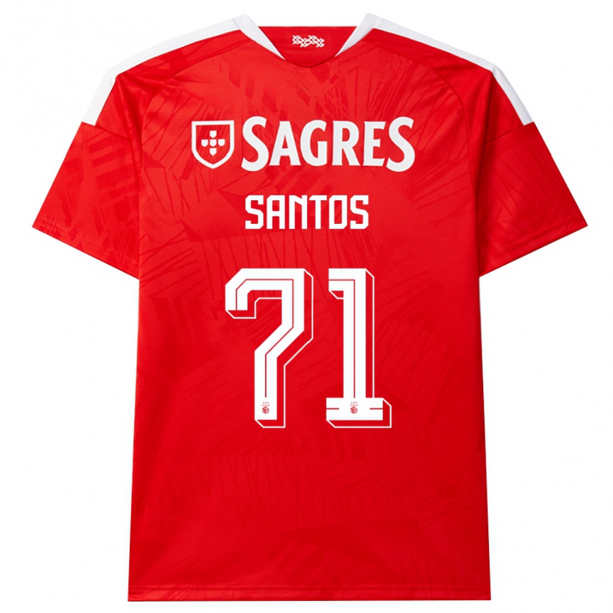 ילדים כדורגל Leandro Santos #71 אדום לבן צהוב ג'רזי ביתית 2026/27