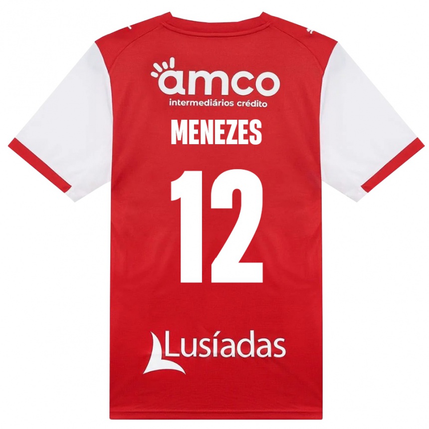 ילדים כדורגל Gabriel Menezes #12 לבן אדום שחור ג'רזי ביתית 2026/27