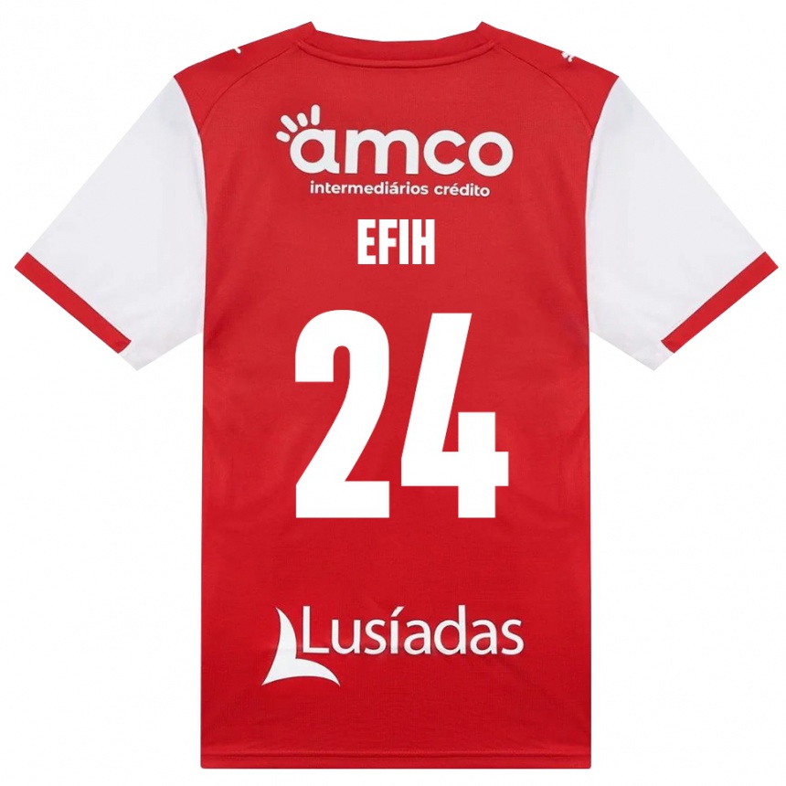 ילדים כדורגל Peace Efih #24 לבן אדום שחור ג'רזי ביתית 2026/27