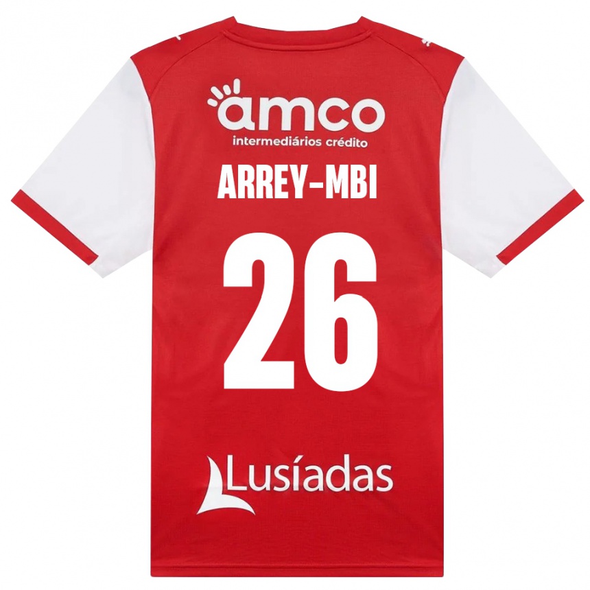 ילדים כדורגל Bright Arrey-Mbi #26 לבן אדום שחור ג'רזי ביתית 2026/27