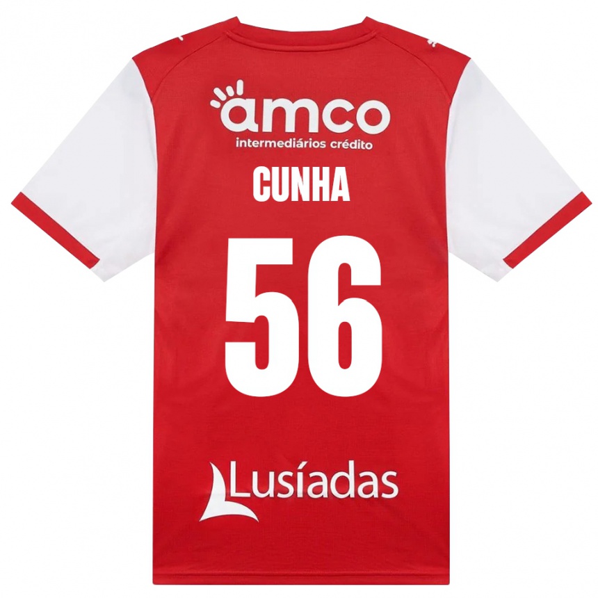 ילדים כדורגל Romário Cunha #56 לבן אדום שחור ג'רזי ביתית 2026/27