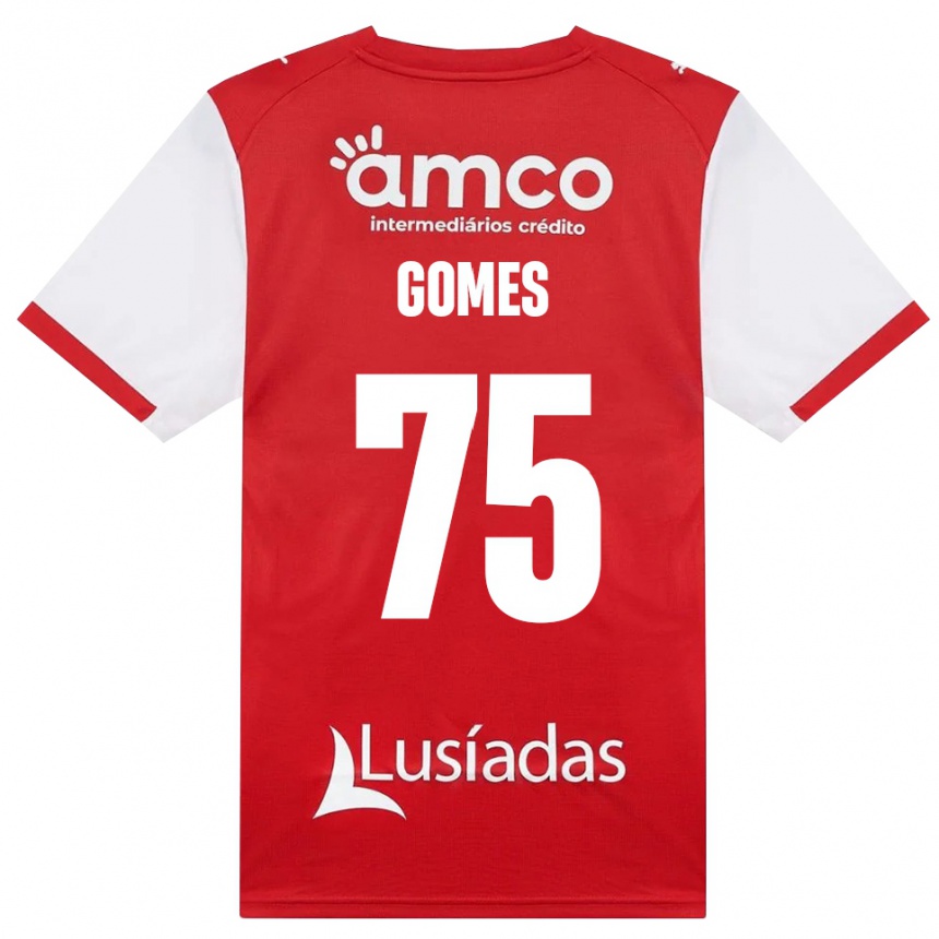 ילדים כדורגל Tomás Gomes #75 לבן אדום שחור ג'רזי ביתית 2026/27
