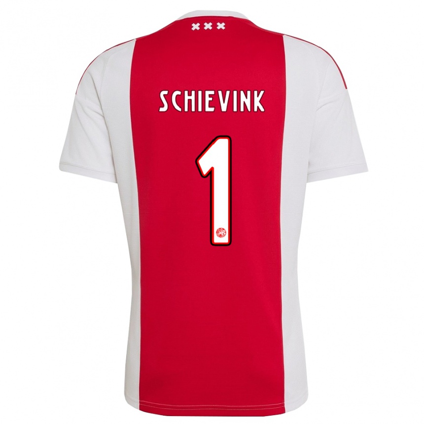ילדים כדורגל Floris Schievink #1 אדום לבן צהוב ג'רזי ביתית 2026/27
