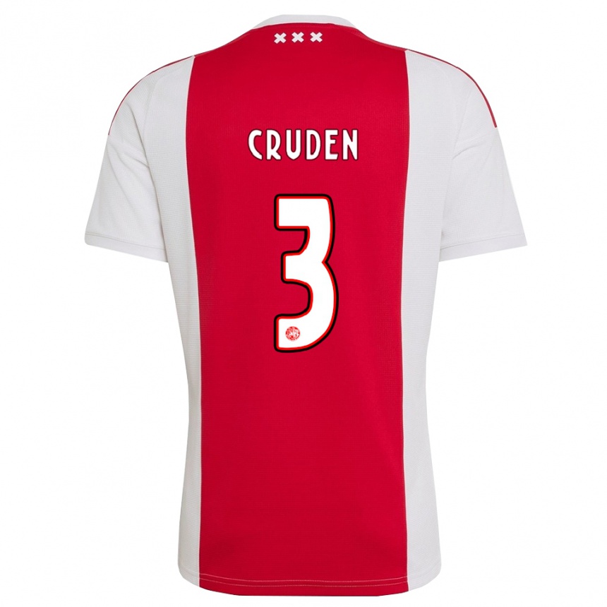 ילדים כדורגל Joeri Cruden #3 אדום לבן צהוב ג'רזי ביתית 2026/27