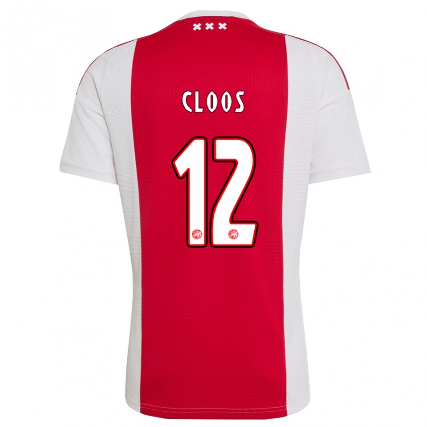 ילדים כדורגל Cino Cloos #12 אדום לבן צהוב ג'רזי ביתית 2026/27
