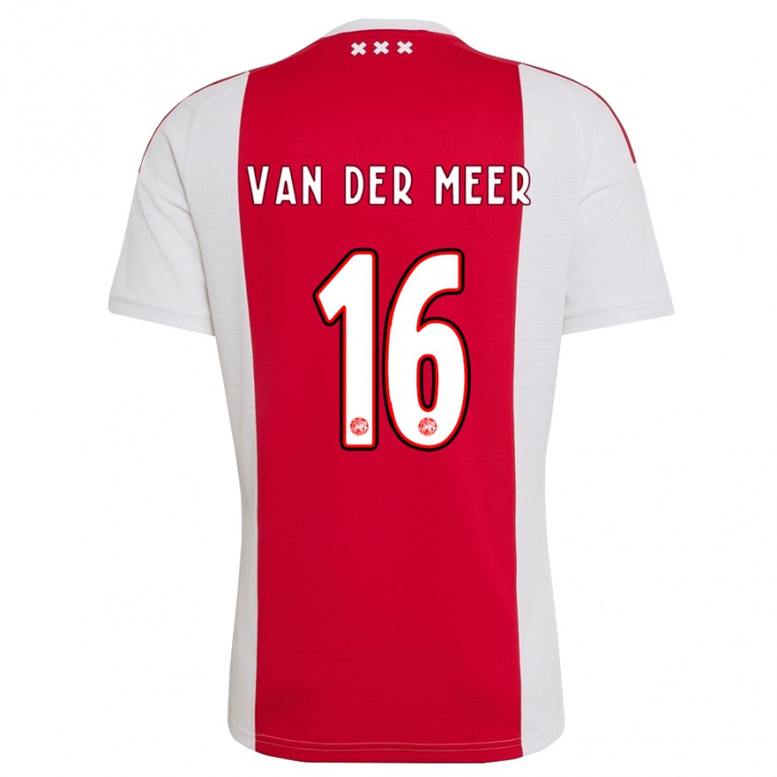 ילדים כדורגל Reno Van Der Meer #16 אדום לבן צהוב ג'רזי ביתית 2026/27